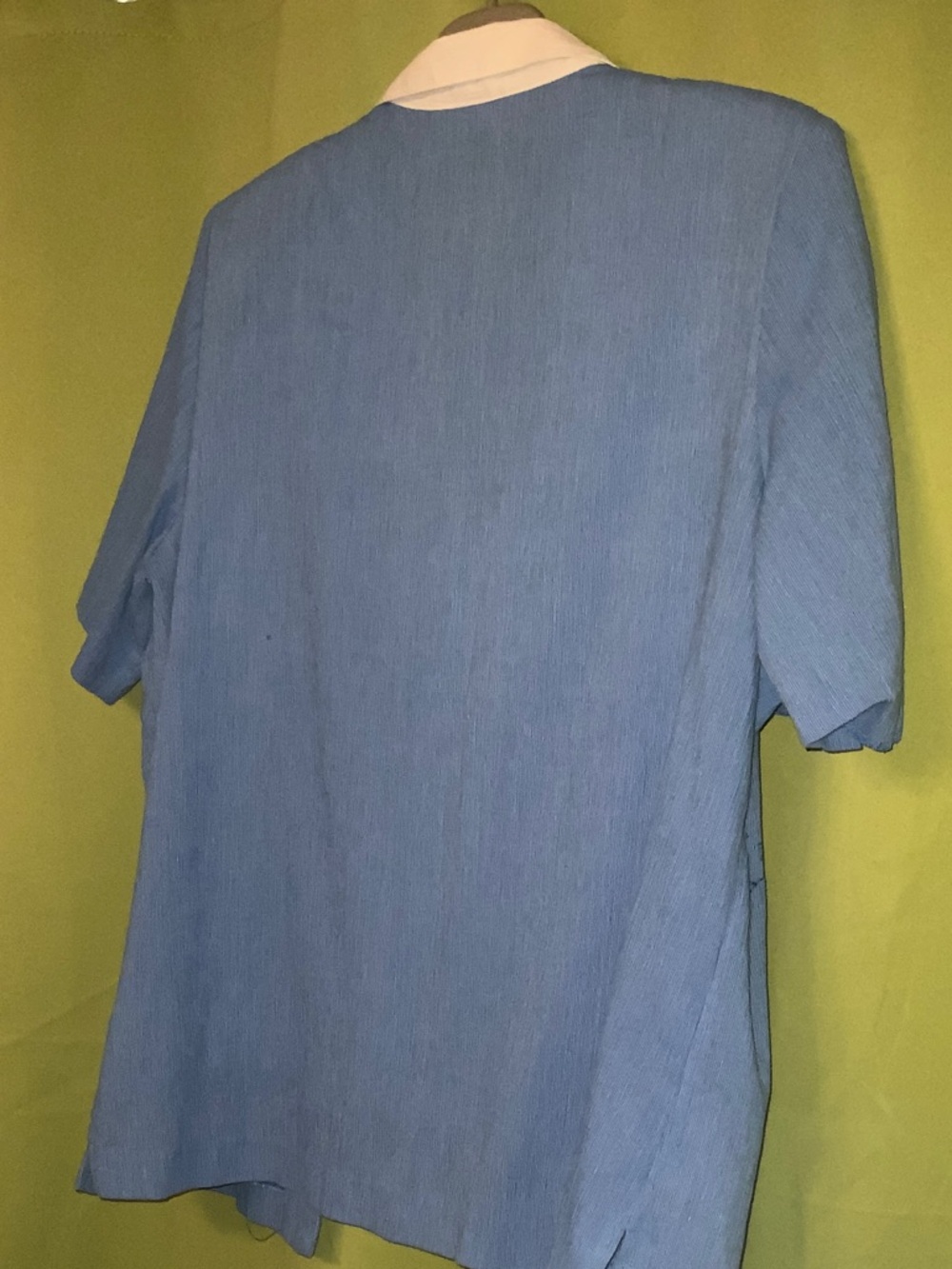 🤩Add-on🤩Alia Blue Embroidered Button-Up Shirt with White Placket - Picture 10 of 12